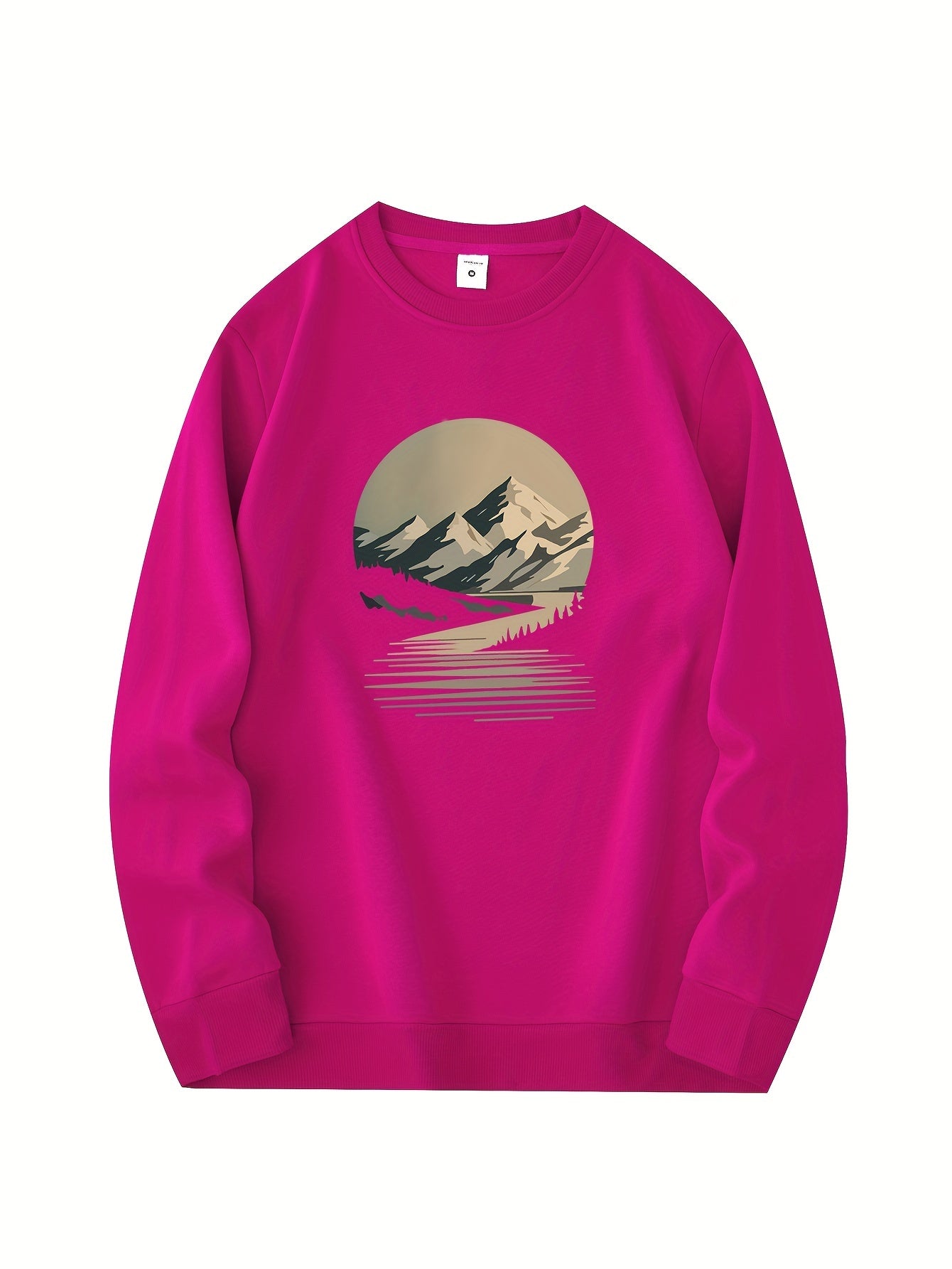 Casual Fit Mens Fleece Sweatshirt with Mountain Graphic