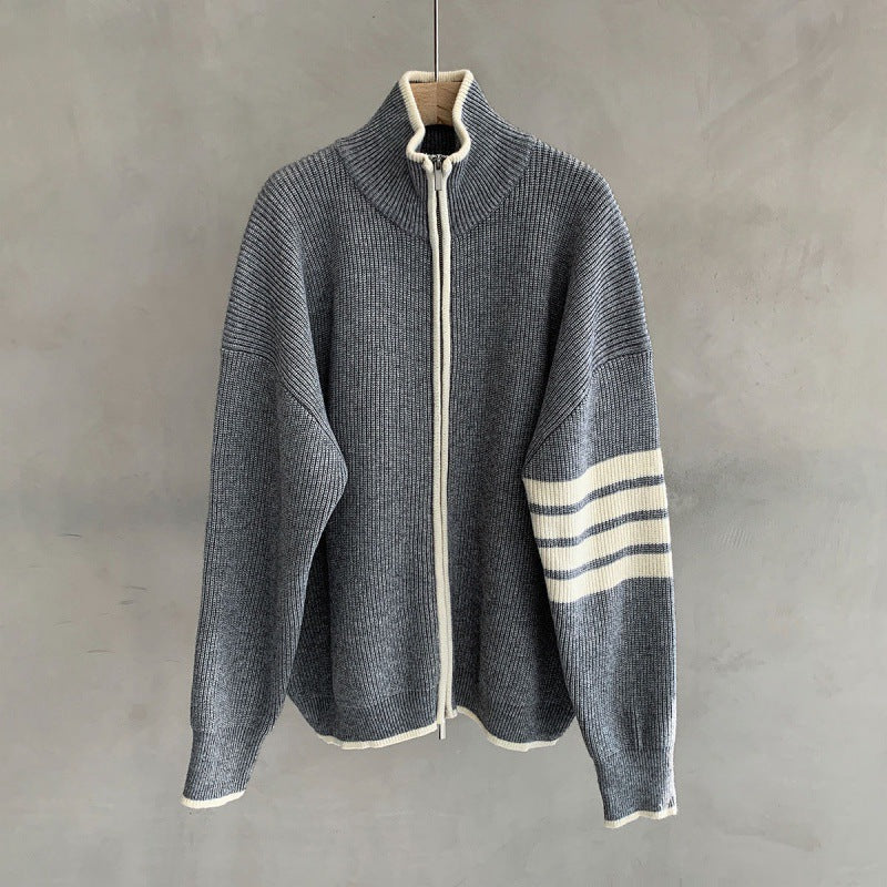 Traditional Mens Horizontal Stripe Pullover Sweater