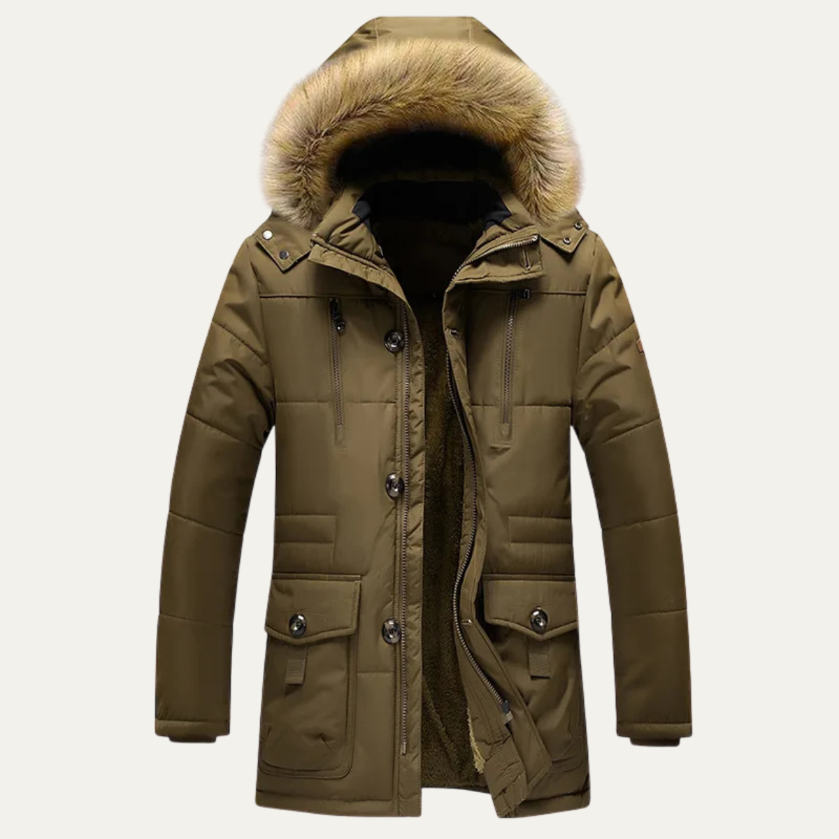 Warm Men's Fur Hooded Winter Parka Coat - OutfitLondon
