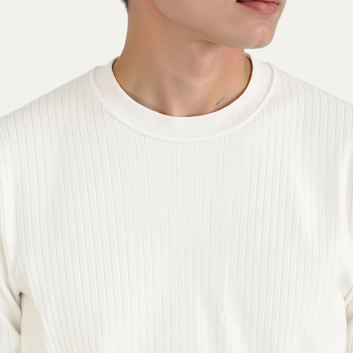 Classic Men's White Cable Knit Sweater