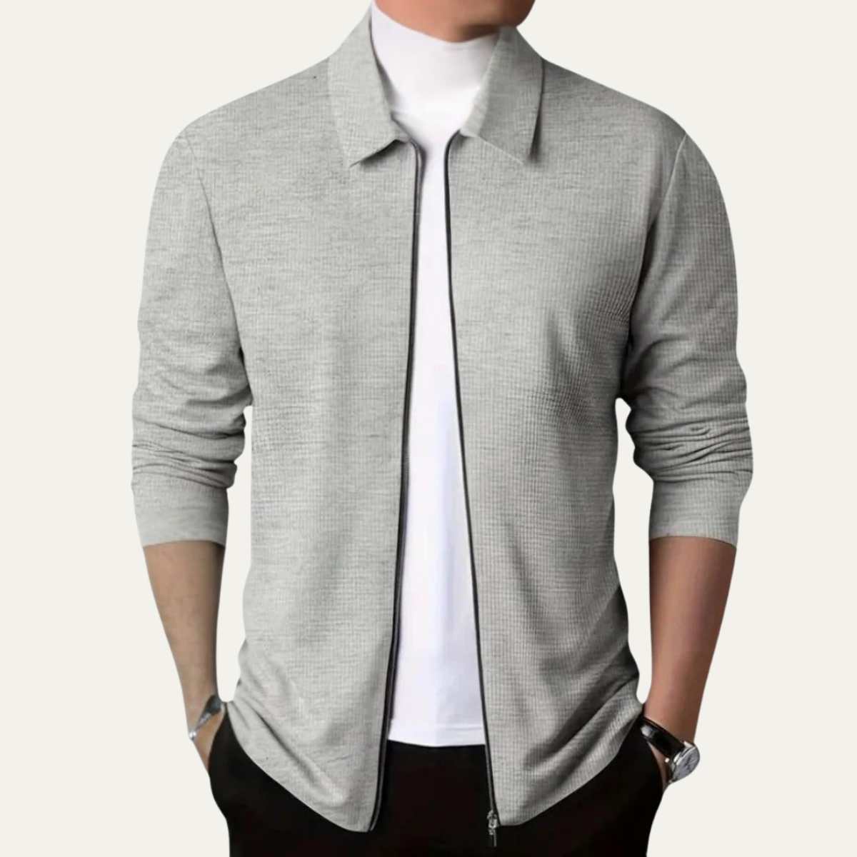 Men's Slim Fit Lightweight Zipper Knit Jacket