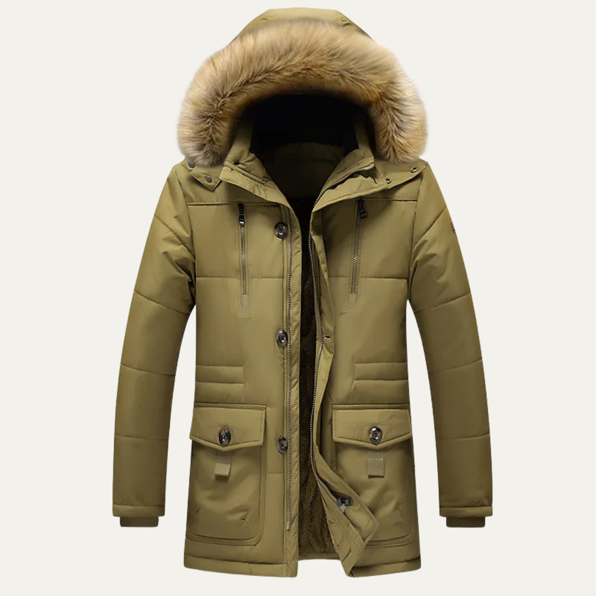 Warm Men's Fur Hooded Winter Parka Coat