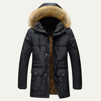 Warm Men's Fur Hooded Winter Parka Coat