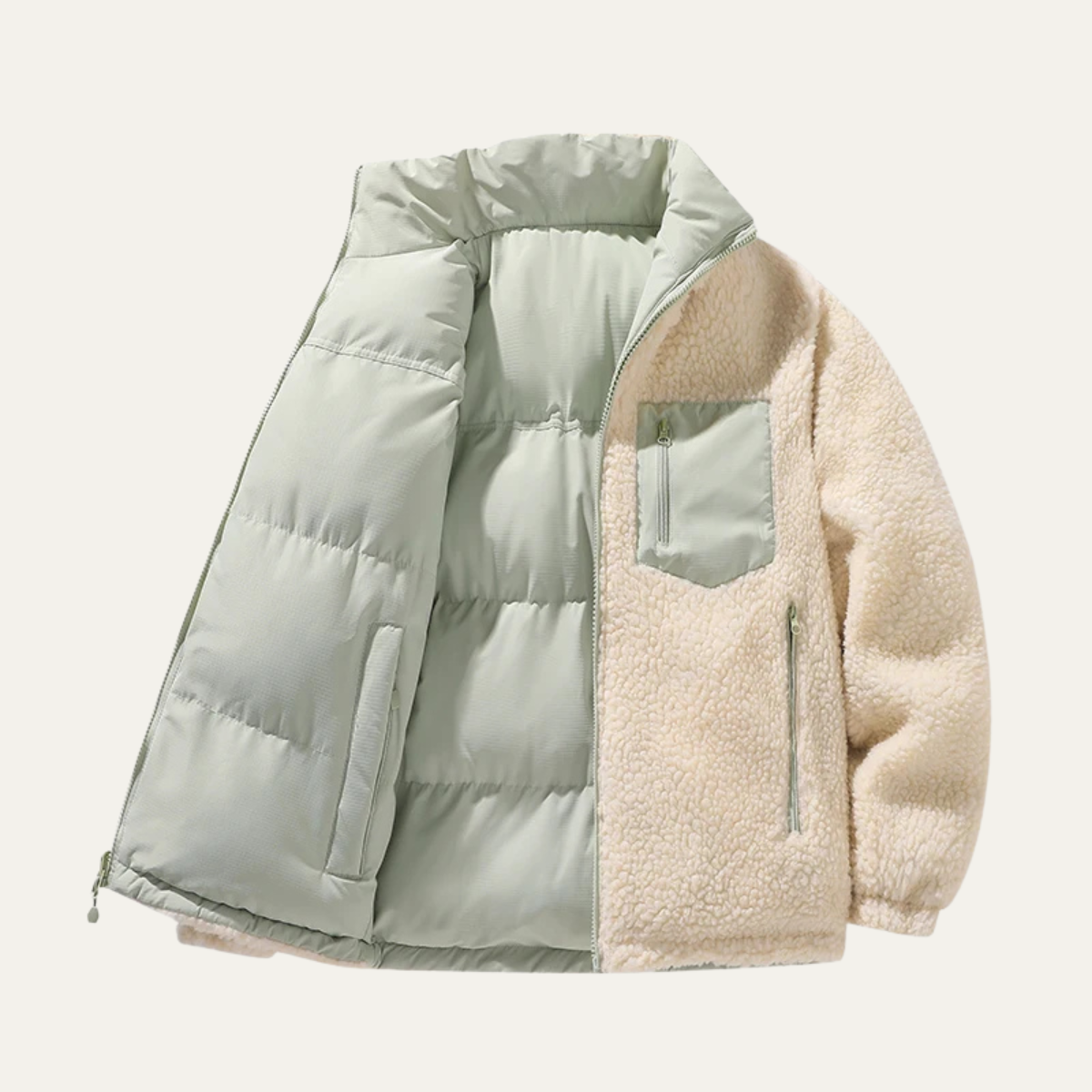 Warm Reversible Fleece Mens Parka Jacket