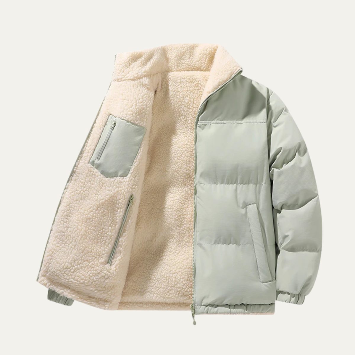 Warm Reversible Fleece Mens Parka Jacket