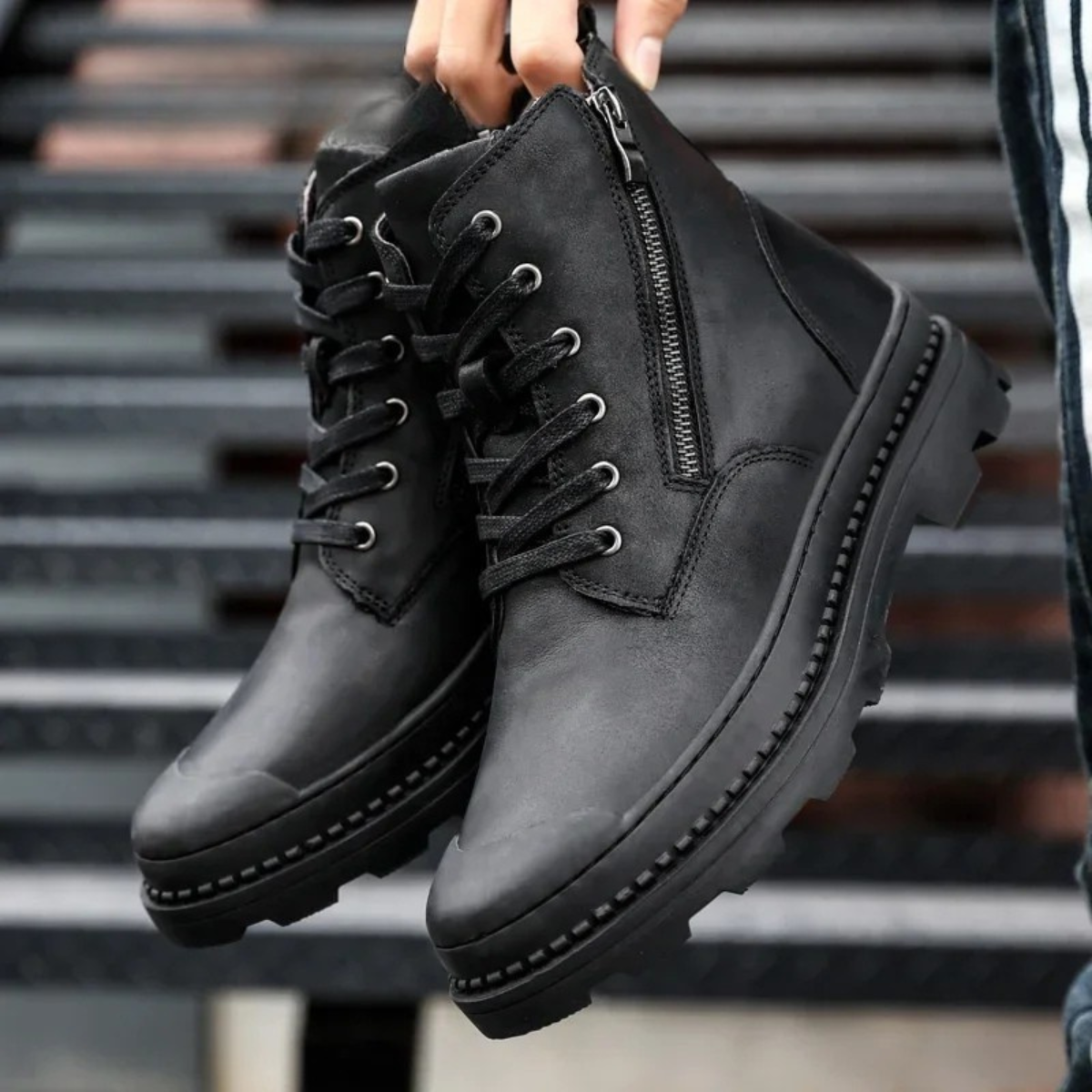 Tough Leather High Top Men's Work Boots