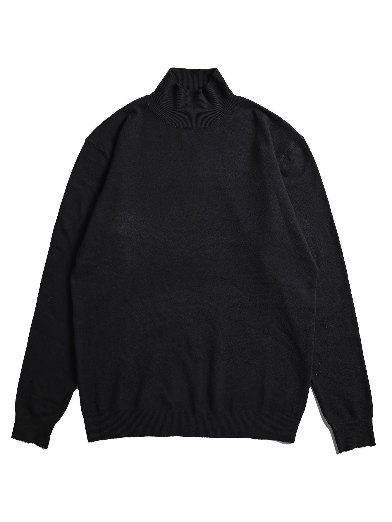 Warm Mens Classic Black Crew Neck Winter Sweater - OutfitLondon