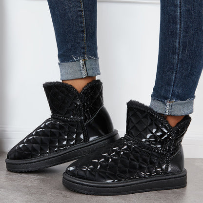 Warm Fur Lined Winter Booties Furry Waterproof Snow Ankle Boots