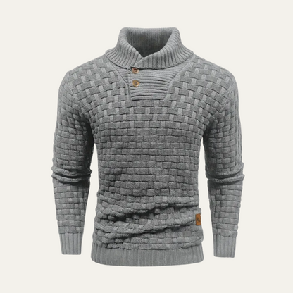 Classic Mens Thick Cable Knit Sweater with Buttons
