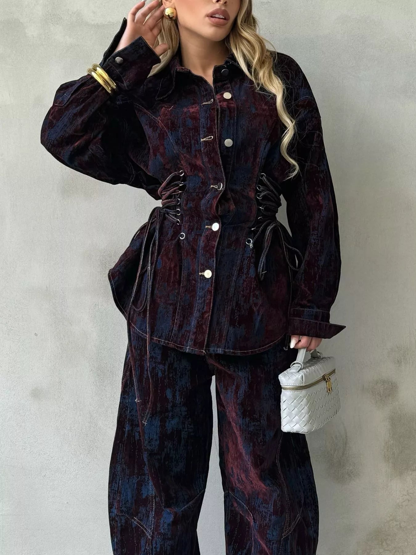 Torn Vintage Denim Jacket and Pants Set - OutfitLondon