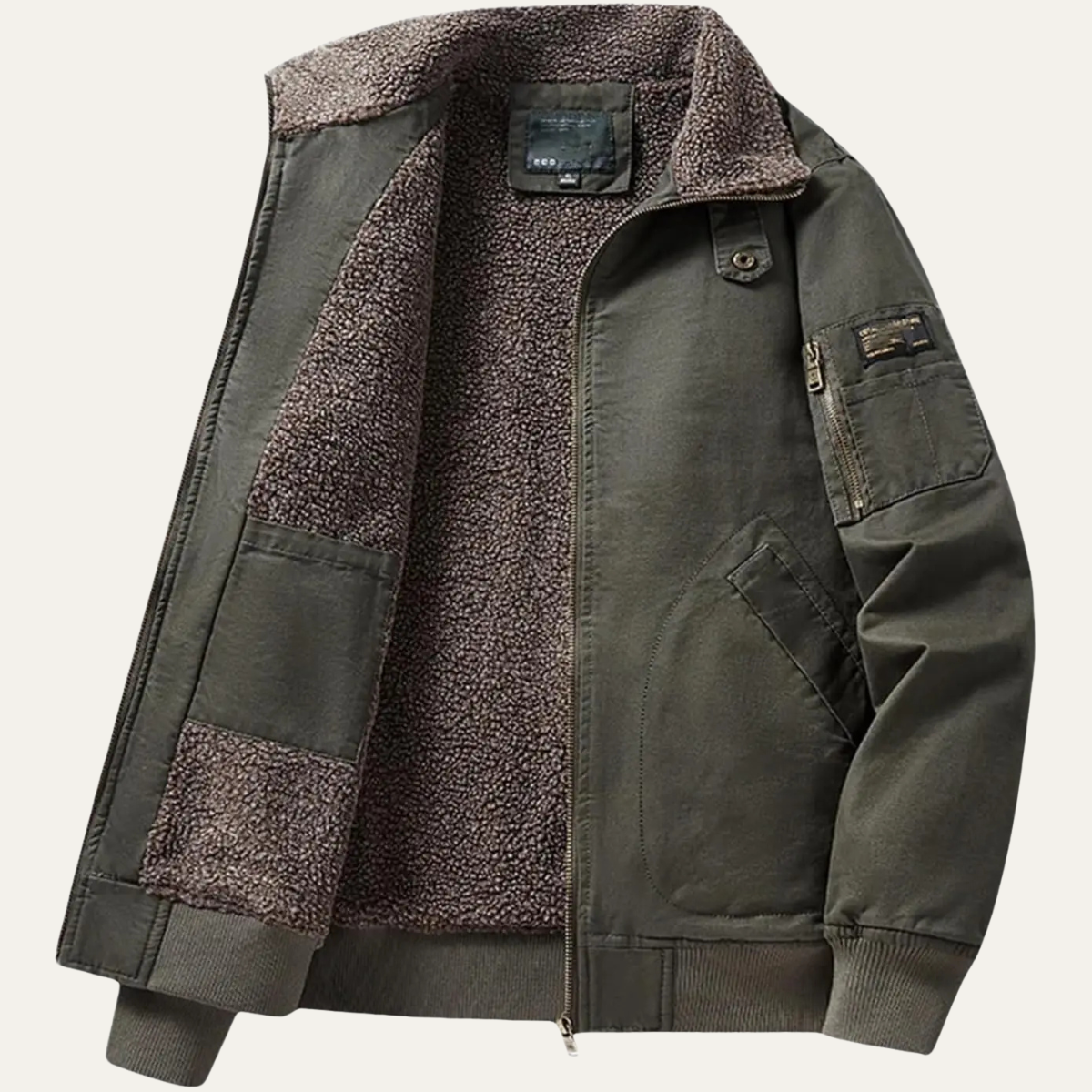 Warm Shearling Lined Mens Winter Parka Jacket