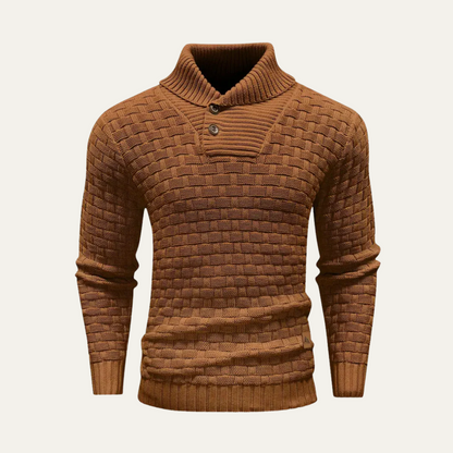 Classic Mens Thick Cable Knit Sweater with Buttons