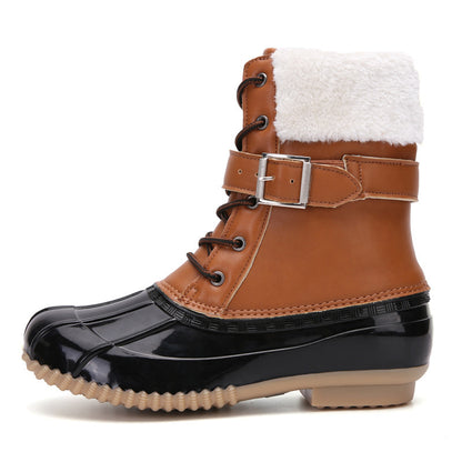 Non Slip Warm Fur Lining Snow Boots Waterproof Duck Ankle Boots