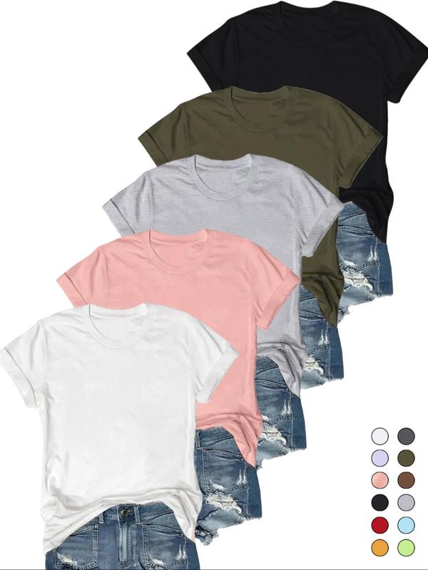 Comfortable Basic T Shirts 5 Pack - OutfitLondon