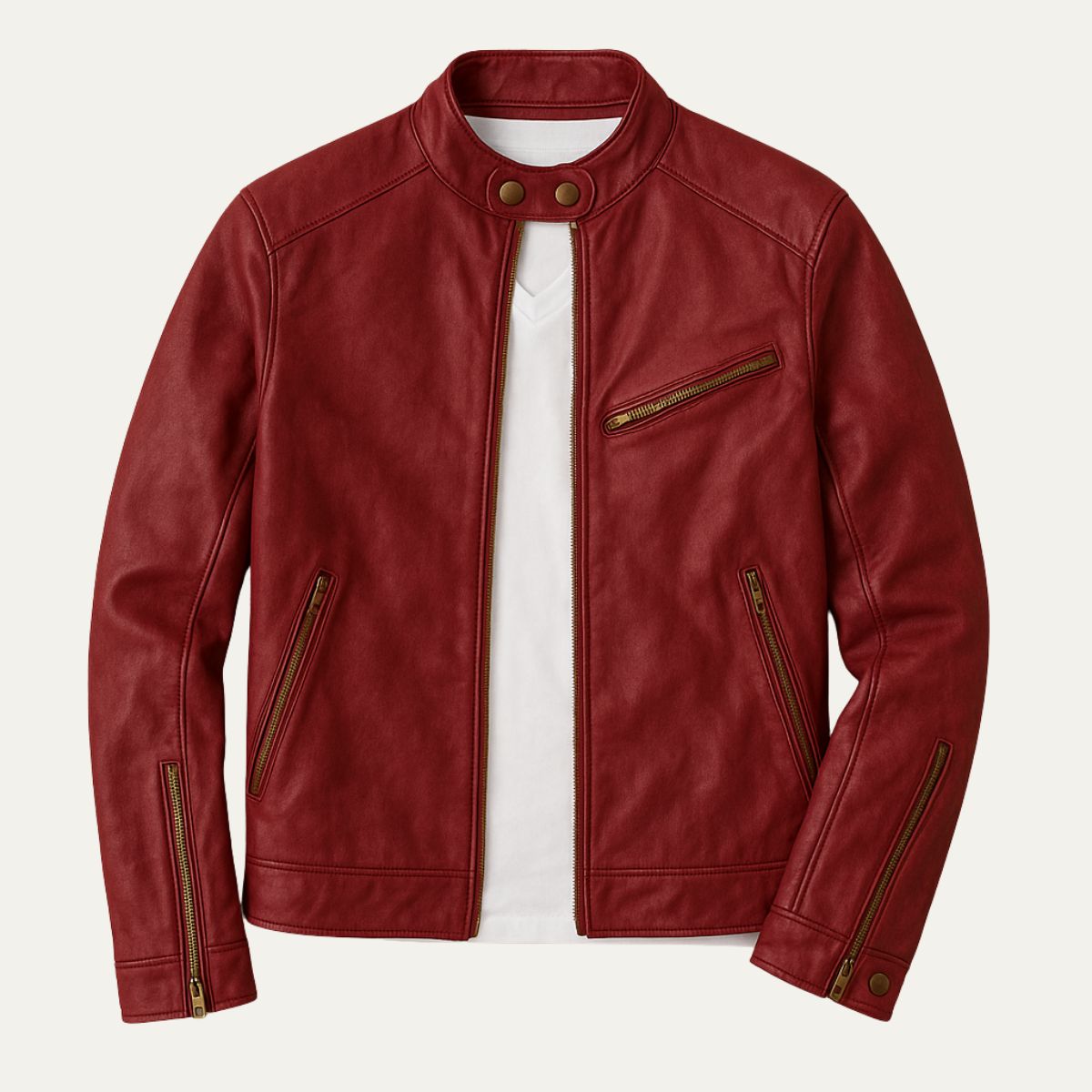 Vintage Leather Motorcycle Jacket - Men's Classic Biker Style