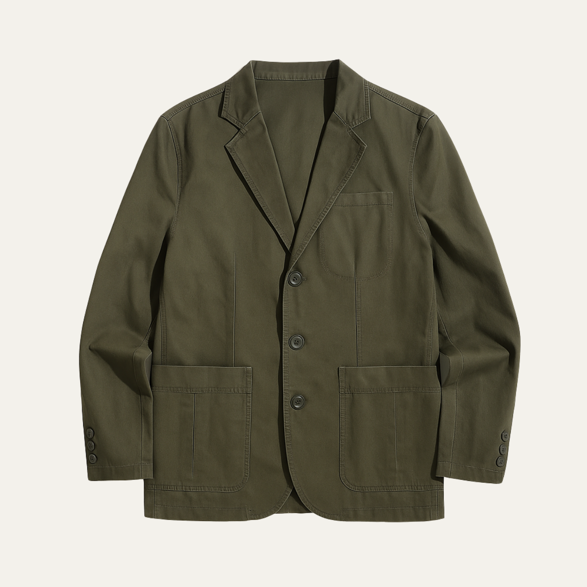 Slim Fit Olive Green Cotton Blazer Jacket for Men - OutfitLondon