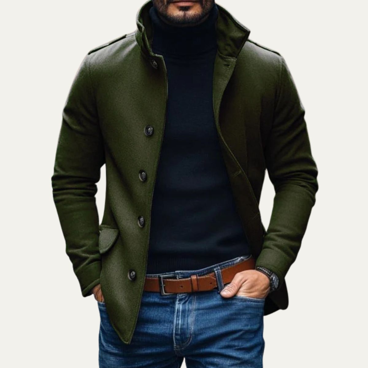 Classic Mens Wool Tailored Coat