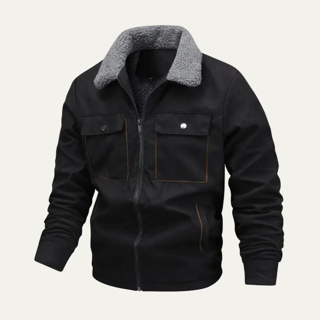 Warm Fake Fur Zip Up Tactical Jacket