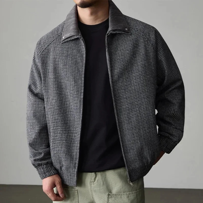 Relaxed Fit Plaid Zip Up Mens Jacket