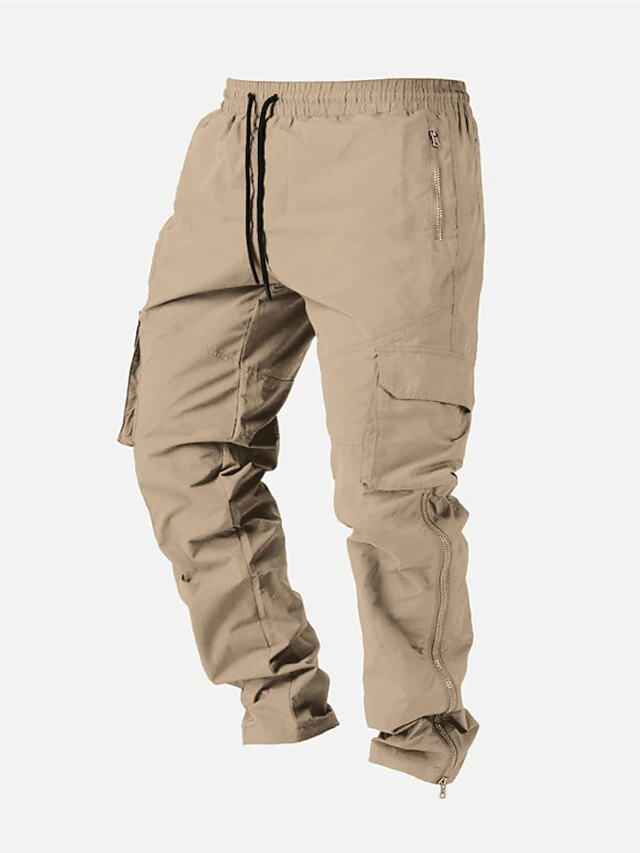 Men's Cargo Pants Drawstring Elastic Waist Multi Pocket Plain Comfort