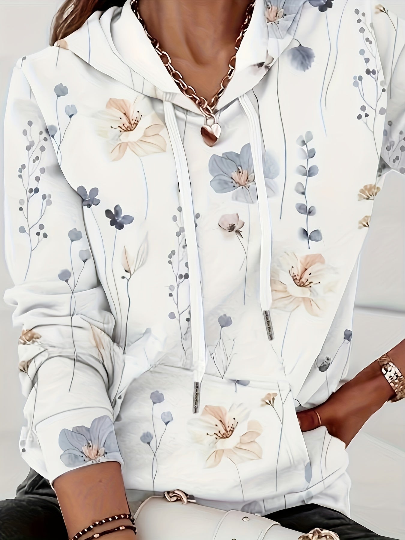Soft Women's Floral Hoodie Sweatshirt - OutfitLondon