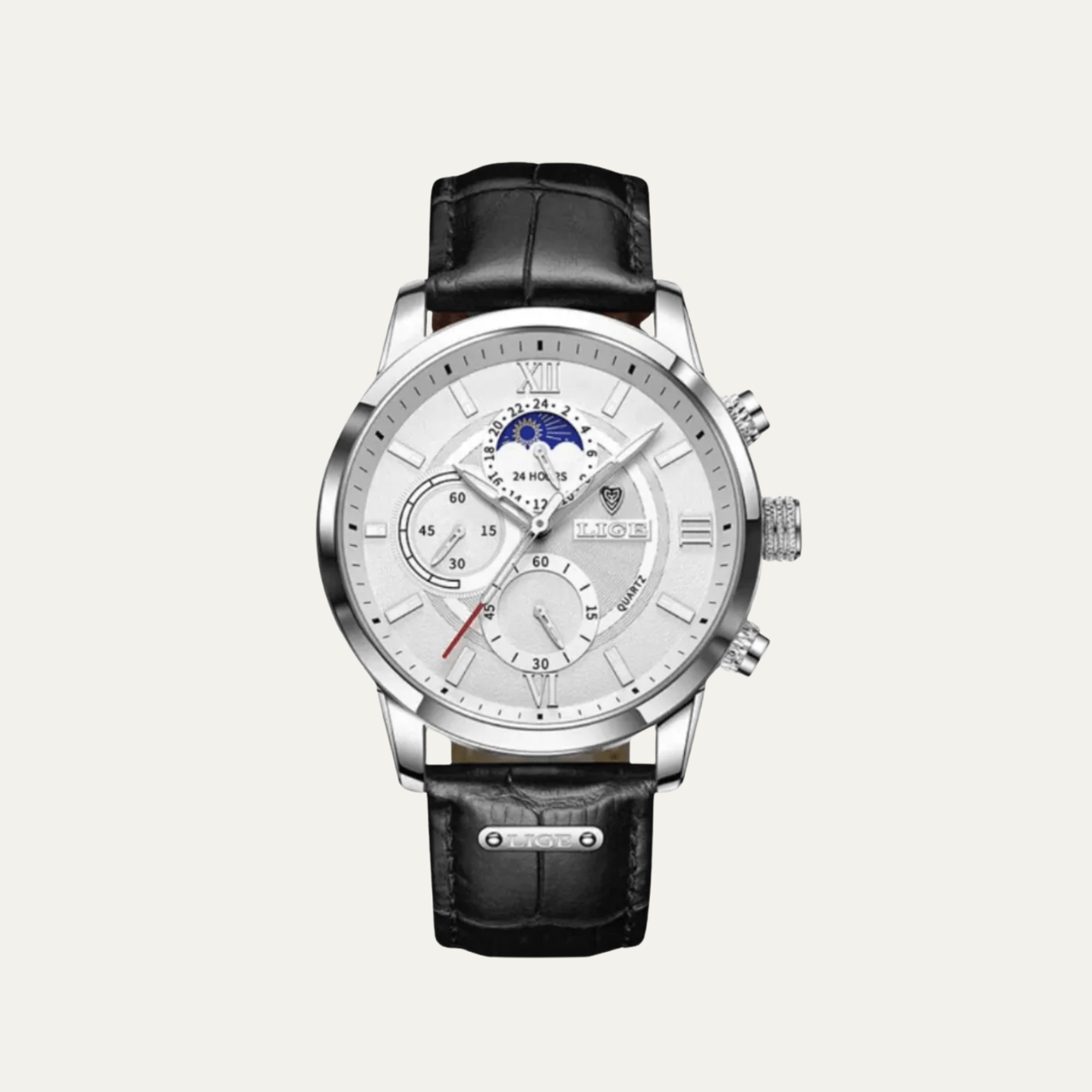 High Quality Men's Quartz Chrono Watch - Genuine Leather Strap