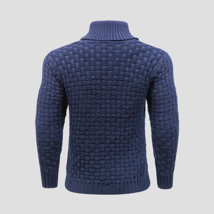 Classic Mens Thick Cable Knit Sweater with Buttons