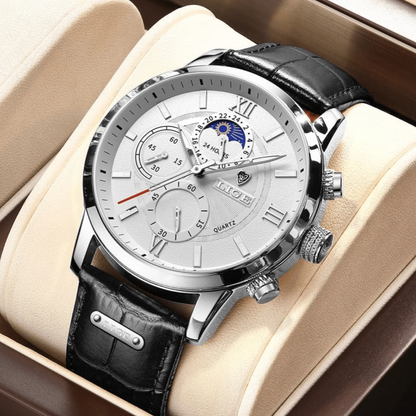 High Quality Men's Quartz Chrono Watch - Genuine Leather Strap