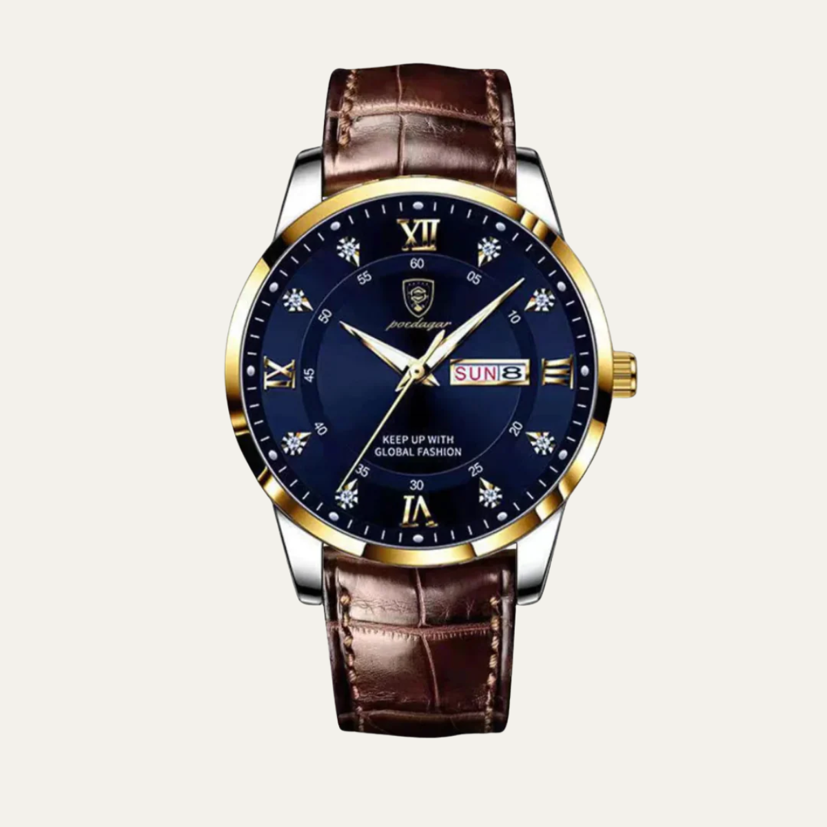 Elegant Classic Mens Watch - Genuine Leather Band