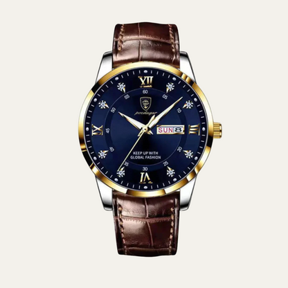 Elegant Classic Mens Watch - Genuine Leather Band