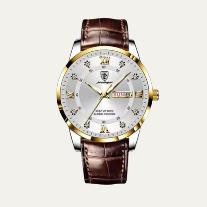 Elegant Classic Mens Watch - Genuine Leather Band