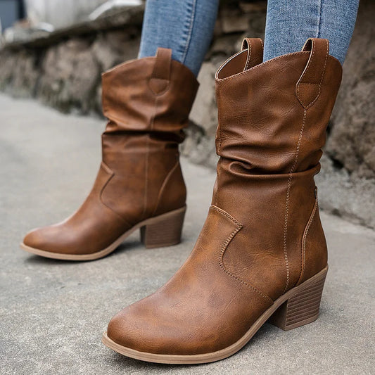 Stylish Ladies Cowboy Ankle Boots - OutfitLondon