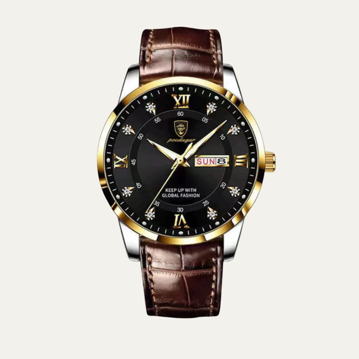 Elegant Classic Mens Watch - Genuine Leather Band - OutfitLondon