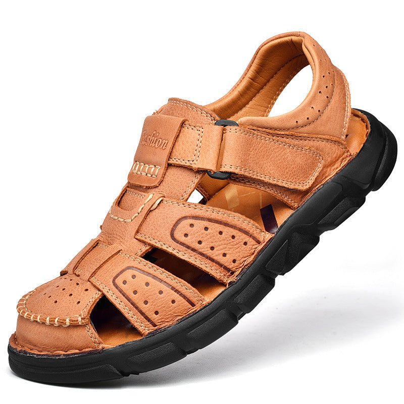 Men's Summer Vegan Leather Sandals with Closed Toe Style