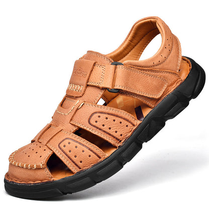 Men's Summer Vegan Leather Sandals with Closed Toe Style