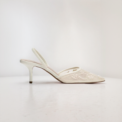 Elegant Embroidered Slingback Heels for Women