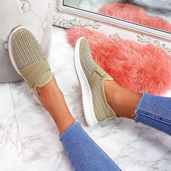 Women's Orthopedic Walking Sneakers - Slip-on Casual Shoes With Orthopedic Sole