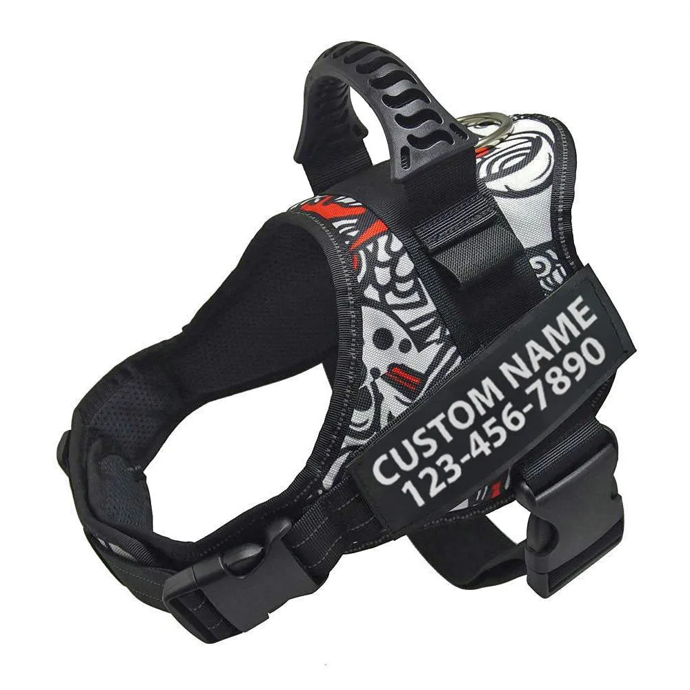 Personalised Dog Harness Strong No Pull Premium Custom Name Reflective Vest