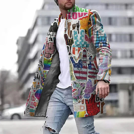 Trendy Mens Graphic Winter Overcoat - OutfitLondon