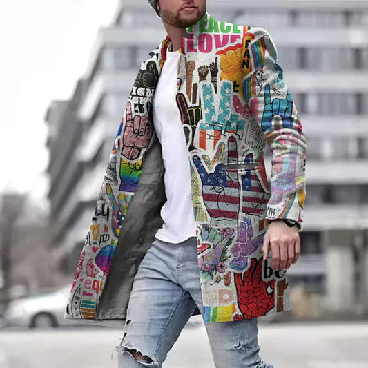 Trendy Mens Graphic Winter Overcoat - OutfitLondon