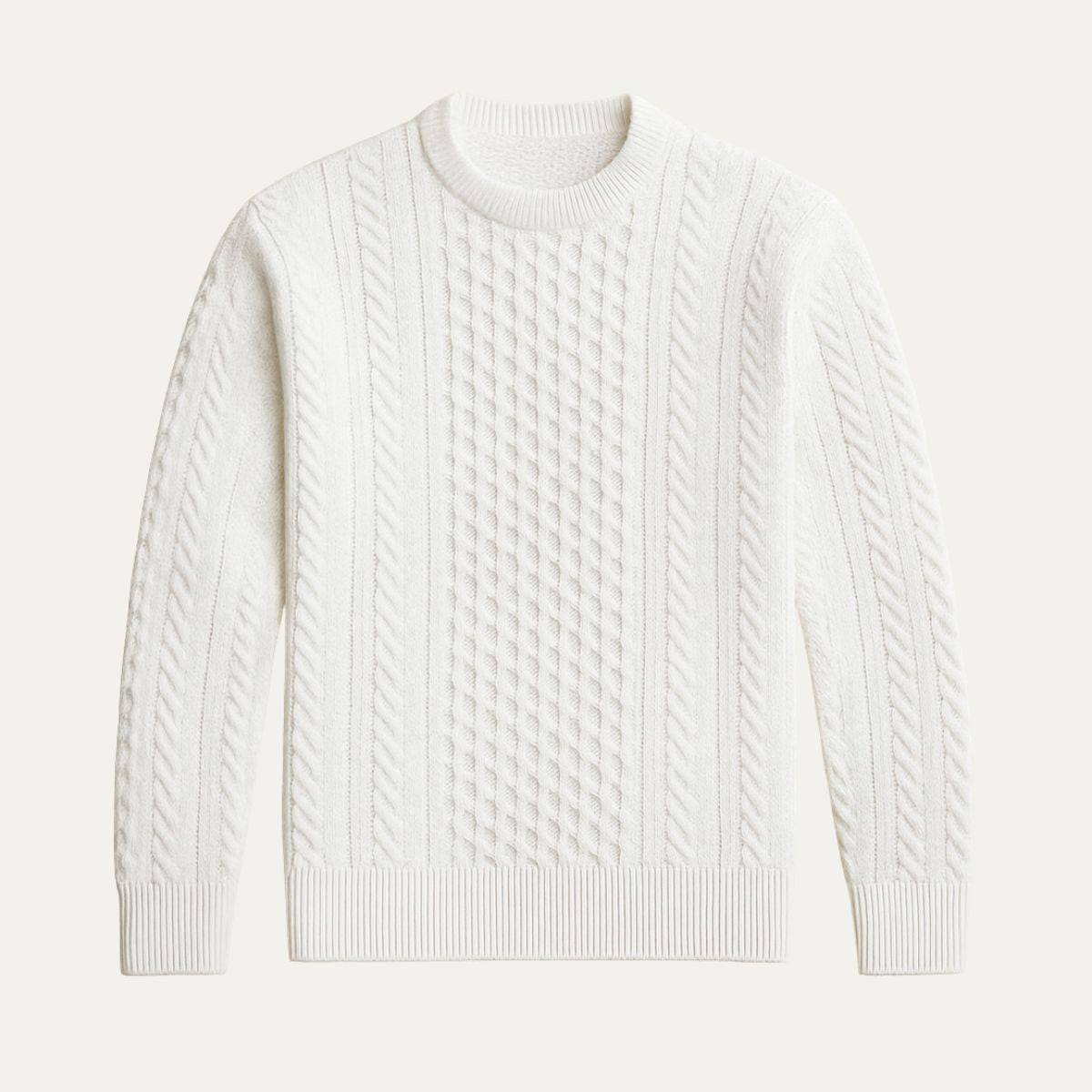 Classic Cable Knit Crew Neck Sweater for Men