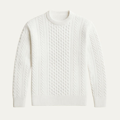 Classic Cable Knit Crew Neck Sweater for Men