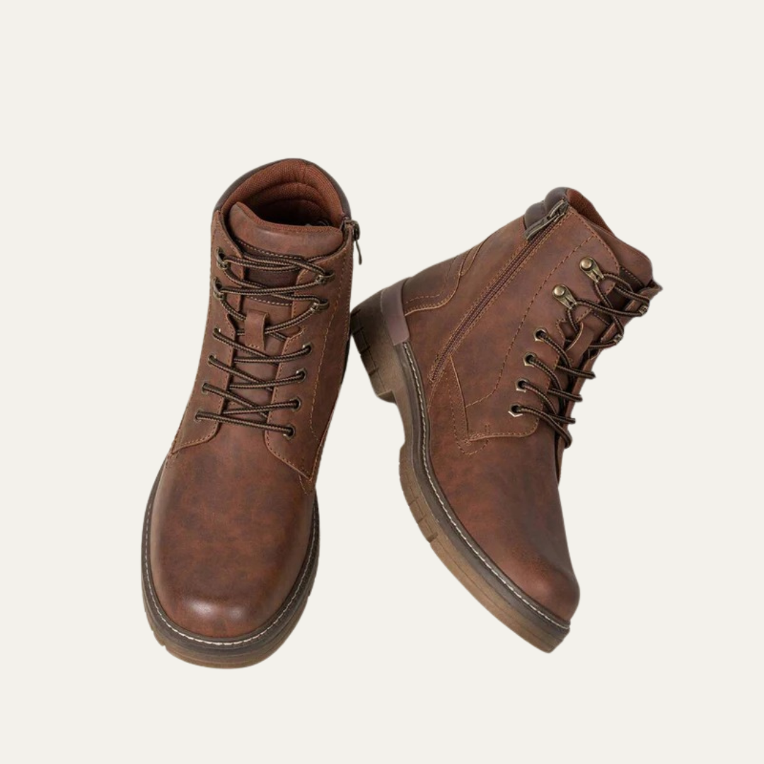 Tough Tactical Lace Up Ankle Boots with Rubber Sole