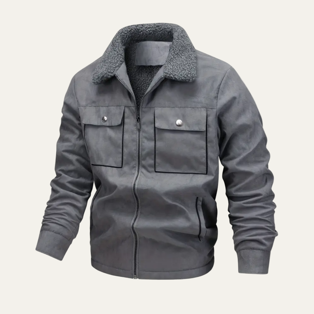 Warm Fake Fur Zip Up Tactical Jacket