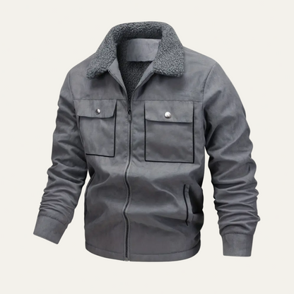 Warm Fake Fur Zip Up Tactical Jacket