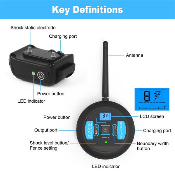 Wireless Dog Fence Electric Waterproof Intelligent Training Collar for 1/2/3 Dogs
