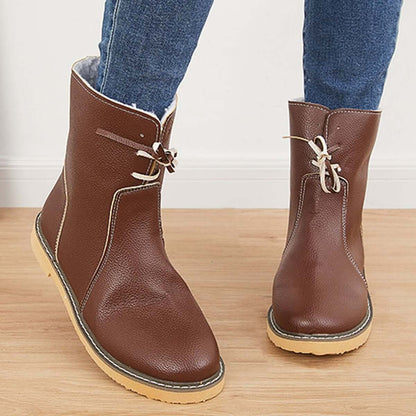 Warm Cotton Lined Waterproof Snow Ankle Boots Wide Width Flat Booties