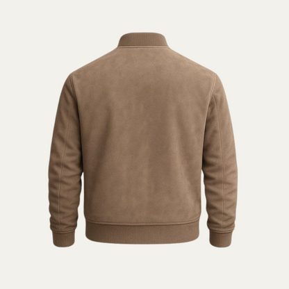 Men's Leather Look Zip Up Bomber Jacket