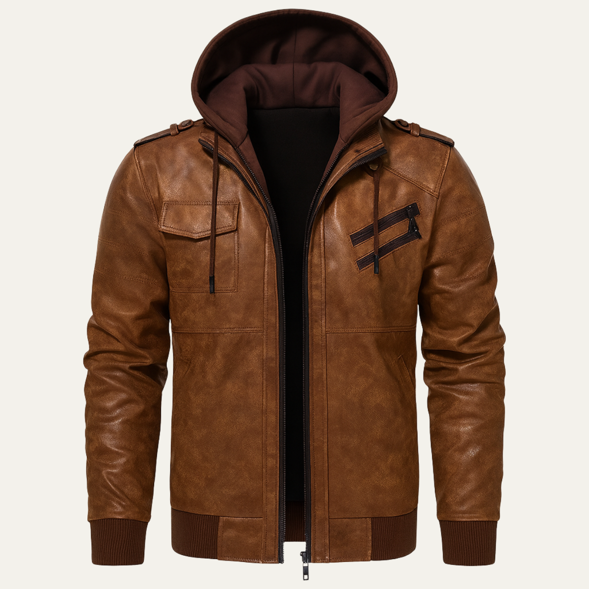 Classic Brown Mens Leather Motorcycle Jacket - OutfitLondon