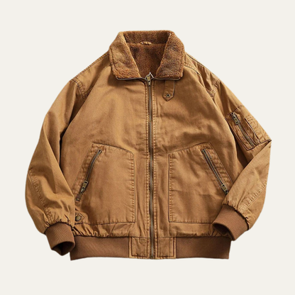 Warm Men's Fleece Lined Cotton Bomber Jacket - OutfitLondon